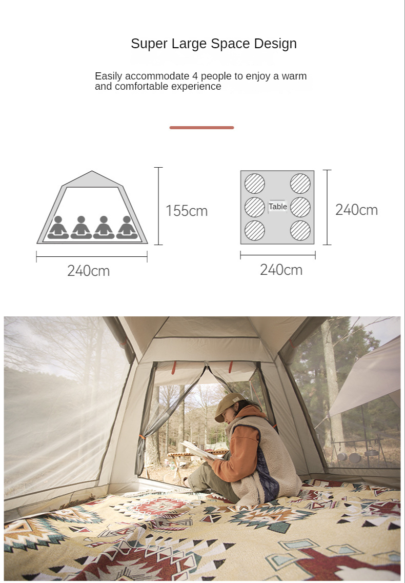 Cheap Goat Tents 3 4 Person Outdoor Camping Tent Portable Folding Camping Equipment Mosquito Proof Thickened Rain Proof Automatic Pop up Tent   